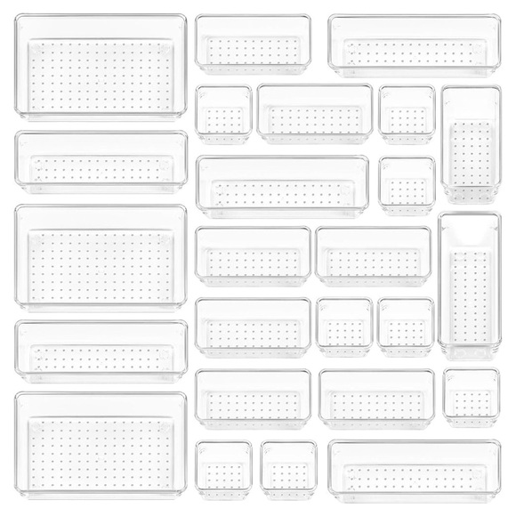 Clear plastic drawer organizer - 25pcs